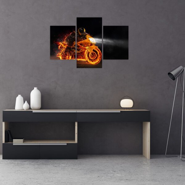 Slika - Motociklist s plamenom (90x60 cm)