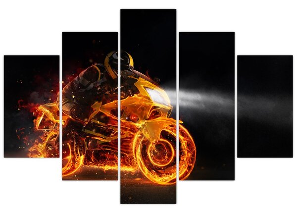 Slika - Motociklist s plamenom (150x105 cm)