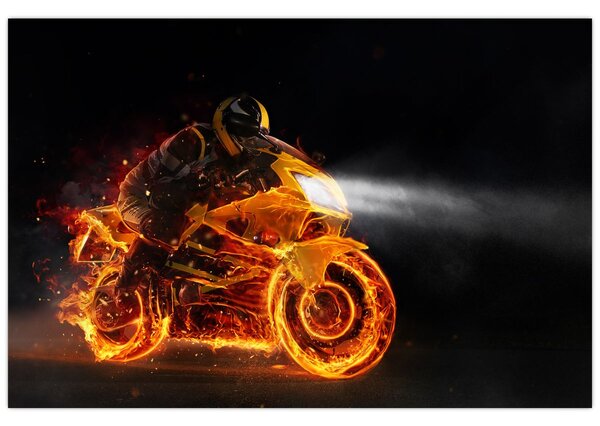 Slika - Motociklist s plamenom (90x60 cm)