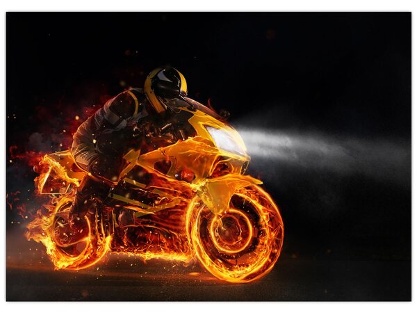 Slika - Motociklist s plamenom (70x50 cm)