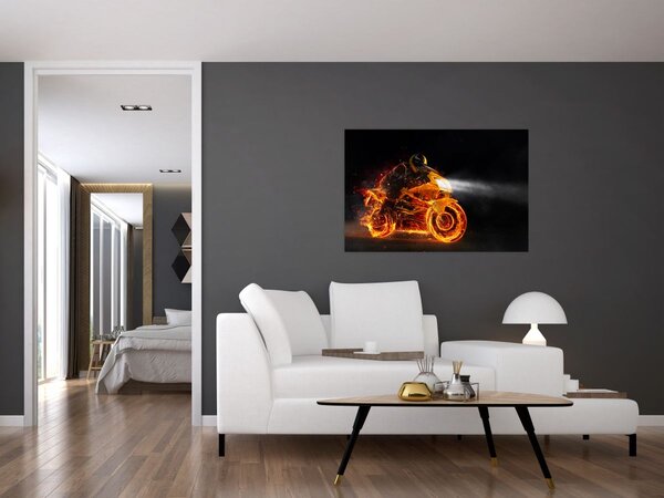 Slika - Motociklist s plamenom (90x60 cm)