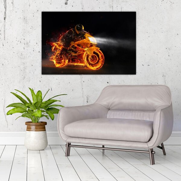 Slika - Motociklist s plamenom (90x60 cm)
