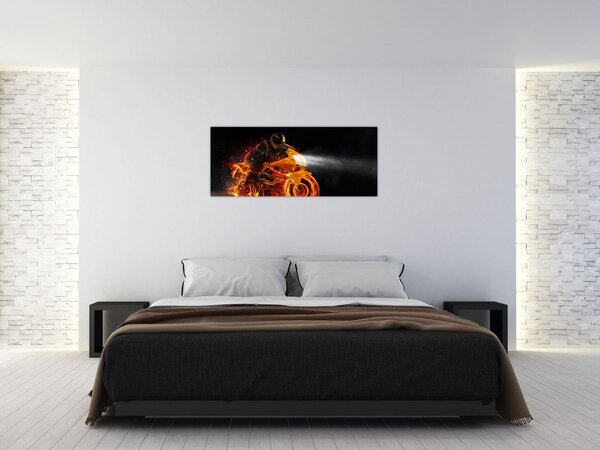 Slika - Motociklist s plamenom (120x50 cm)