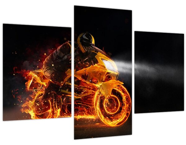 Slika - Motociklist s plamenom (90x60 cm)
