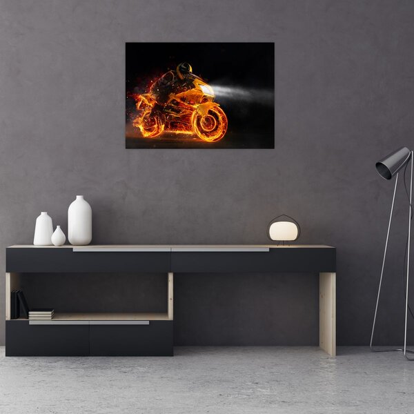 Slika - Motociklist s plamenom (70x50 cm)