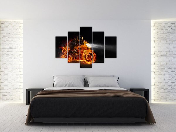 Slika - Motociklist s plamenom (150x105 cm)