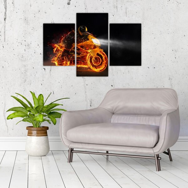 Slika - Motociklist s plamenom (90x60 cm)