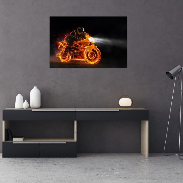 Slika - Motociklist s plamenom (90x60 cm)