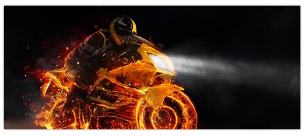 Slika - Motociklist s plamenom (120x50 cm)