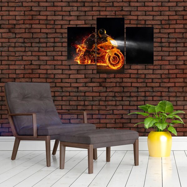 Slika - Motociklist s plamenom (90x60 cm)