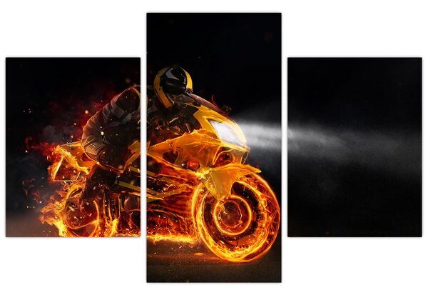 Slika - Motociklist s plamenom (90x60 cm)