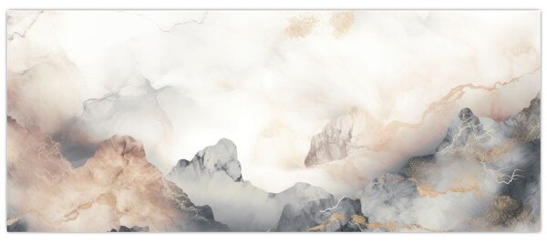 Slika - Planinska apstrakcija s mramornom teksturom (120x50 cm)