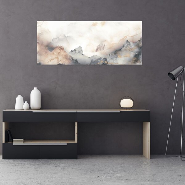 Slika - Planinska apstrakcija s mramornom teksturom (120x50 cm)