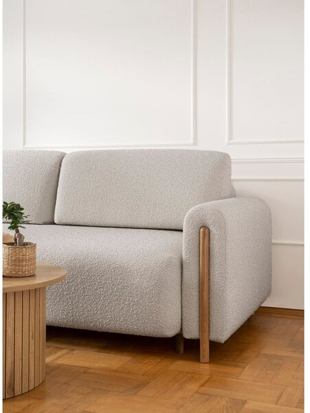 Sivo-bež sklopiva/s prostorom za odlaganje sofa od bouclé tkanine 244 cm Arcadova – ELTAP