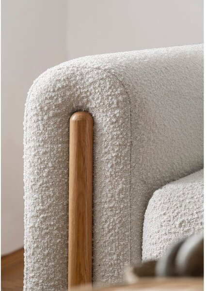 Sivo-bež sklopiva/s prostorom za odlaganje sofa od bouclé tkanine 244 cm Arcadova – ELTAP