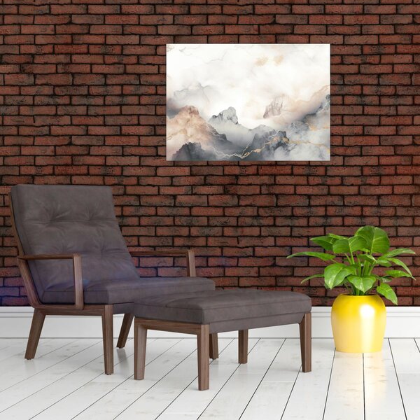 Slika - Planinska apstrakcija s mramornom teksturom (70x50 cm)
