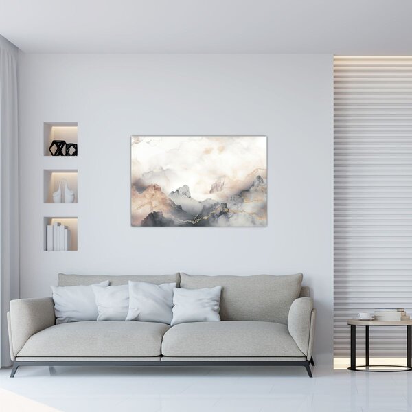 Slika - Planinska apstrakcija s mramornom teksturom (90x60 cm)
