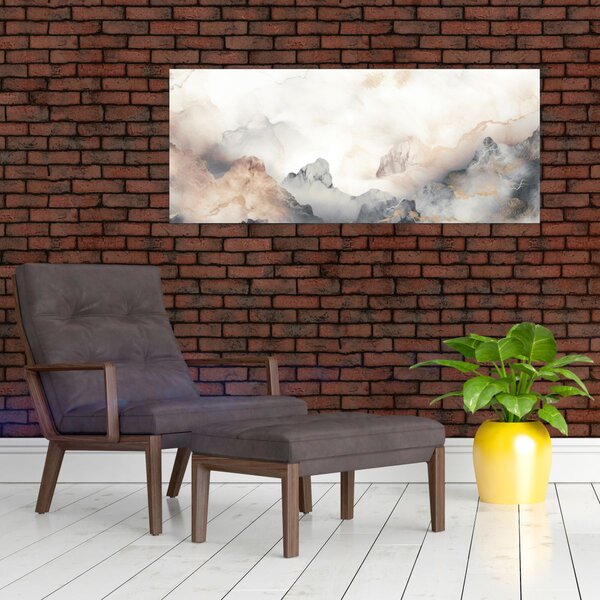 Slika - Planinska apstrakcija s mramornom teksturom (120x50 cm)