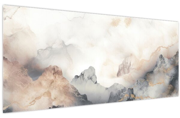 Slika - Planinska apstrakcija s mramornom teksturom (120x50 cm)