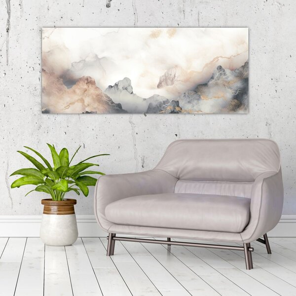 Slika - Planinska apstrakcija s mramornom teksturom (120x50 cm)