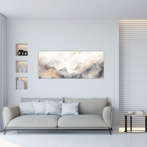 Slika - Planinska apstrakcija s mramornom teksturom (120x50 cm)