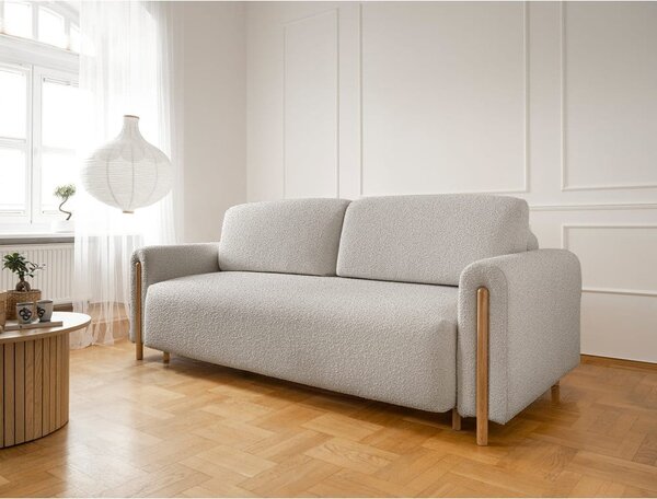 Sivo-bež sklopiva/s prostorom za odlaganje sofa od bouclé tkanine 244 cm Arcadova – ELTAP