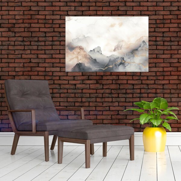 Slika - Planinska apstrakcija s mramornom teksturom (90x60 cm)