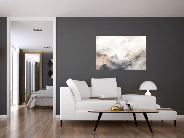 Slika - Planinska apstrakcija s mramornom teksturom (90x60 cm)