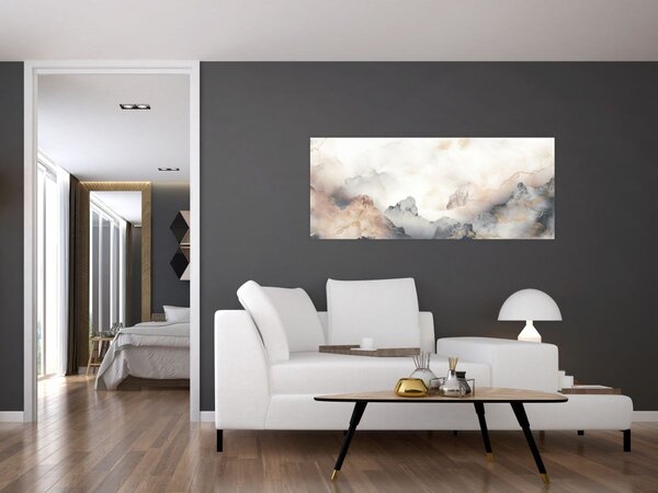Slika - Planinska apstrakcija s mramornom teksturom (120x50 cm)