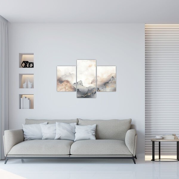 Slika - Planinska apstrakcija s mramornom teksturom (90x60 cm)