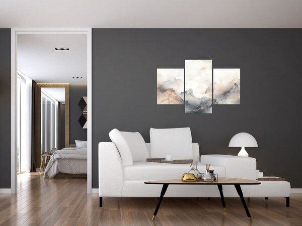 Slika - Planinska apstrakcija s mramornom teksturom (90x60 cm)