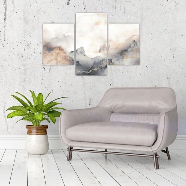 Slika - Planinska apstrakcija s mramornom teksturom (90x60 cm)