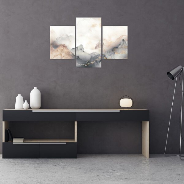 Slika - Planinska apstrakcija s mramornom teksturom (90x60 cm)