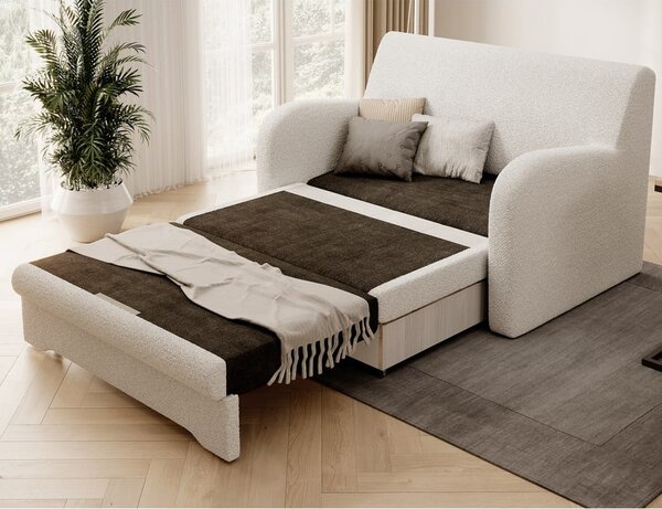 Bijela sklopiva/s prostorom za odlaganje sofa od bouclé tkanine 130 cm Ario – ELTAP