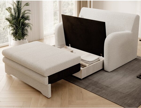 Bijela sklopiva/s prostorom za odlaganje sofa od bouclé tkanine 130 cm Ario – ELTAP