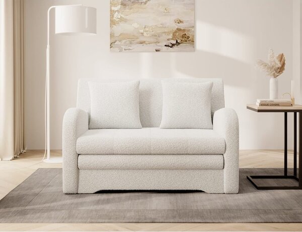 Bijela sklopiva/s prostorom za odlaganje sofa od bouclé tkanine 130 cm Ario – ELTAP