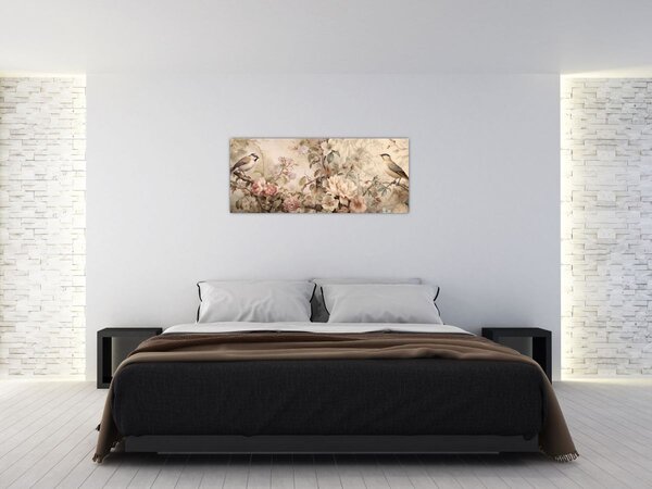 Slika - Vintage slika ptica (120x50 cm)