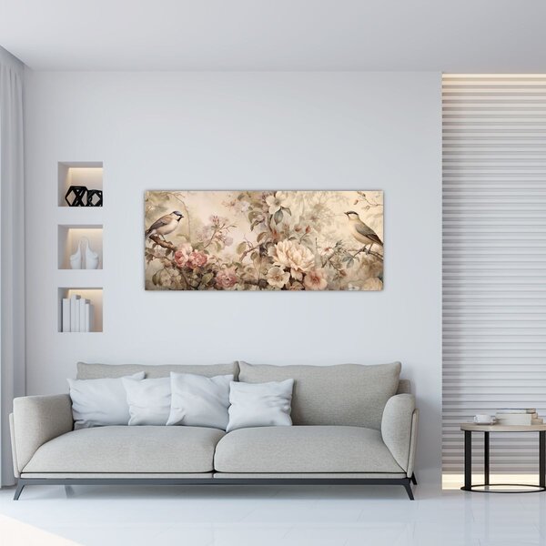 Slika - Vintage slika ptica (120x50 cm)