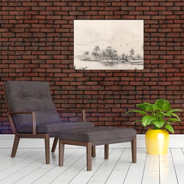 Slika - Vintage pejzažni crtež (70x50 cm)