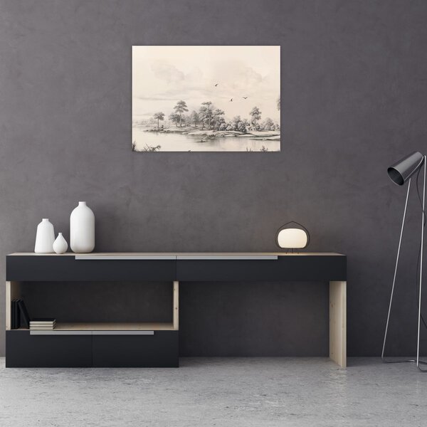 Slika - Vintage pejzažni crtež (70x50 cm)