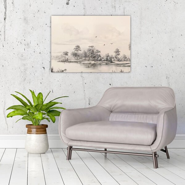 Slika - Vintage pejzažni crtež (70x50 cm)