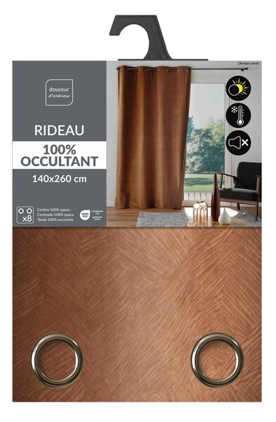Smeđa zavjesa od samta 140x260 cm Olympe – douceur d'intérieur