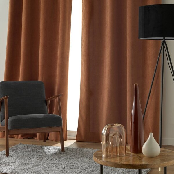 Smeđa zavjesa od samta 140x260 cm Olympe – douceur d'intérieur