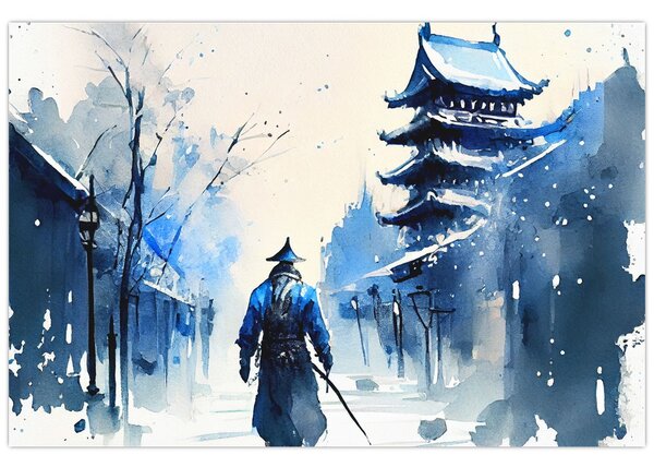Slika - Samuraj, akvarel (90x60 cm)
