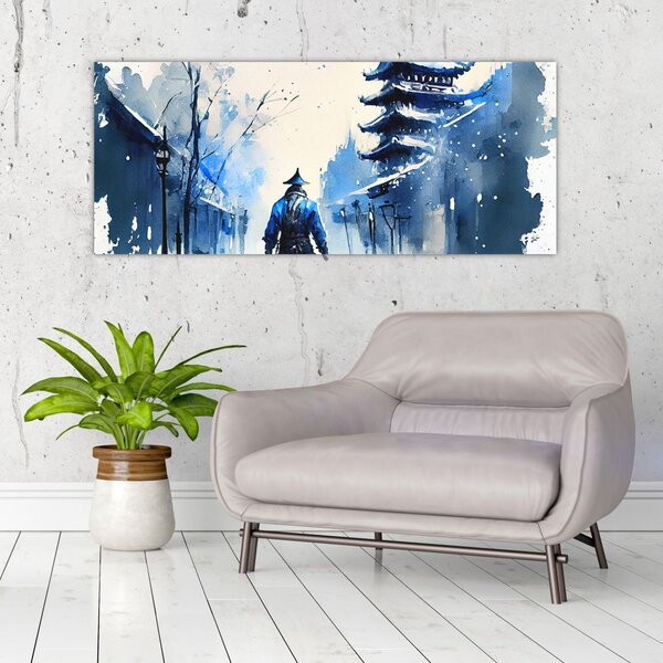 Slika - Samuraj, akvarel (120x50 cm)