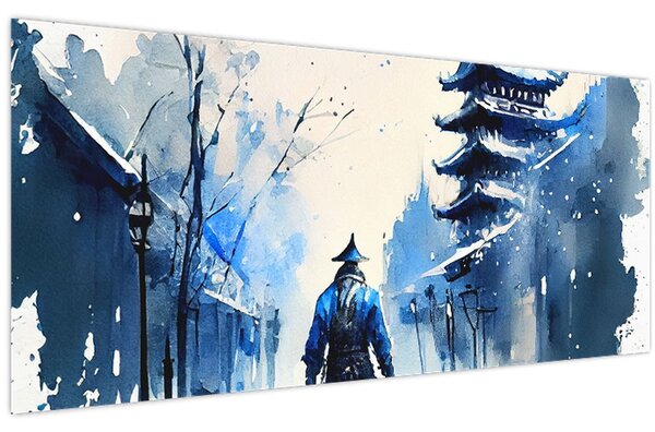 Slika - Samuraj, akvarel (120x50 cm)