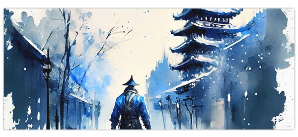 Slika - Samuraj, akvarel (120x50 cm)