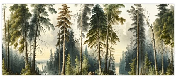 Slika - Vintage pejzaž šuma (120x50 cm)
