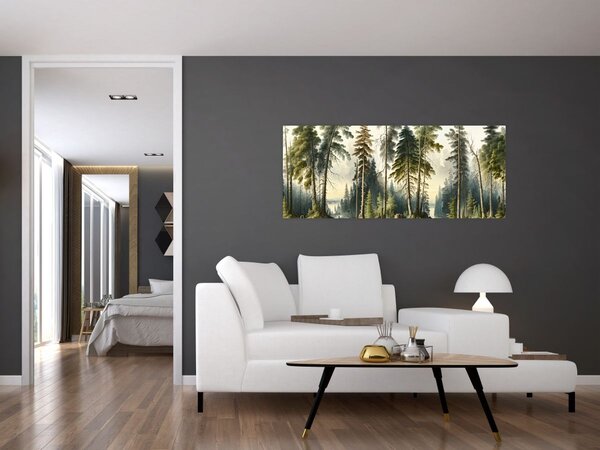 Slika - Vintage pejzaž šuma (120x50 cm)