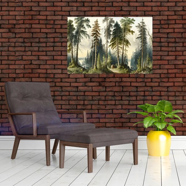 Slika - Vintage pejzaž šuma (90x60 cm)